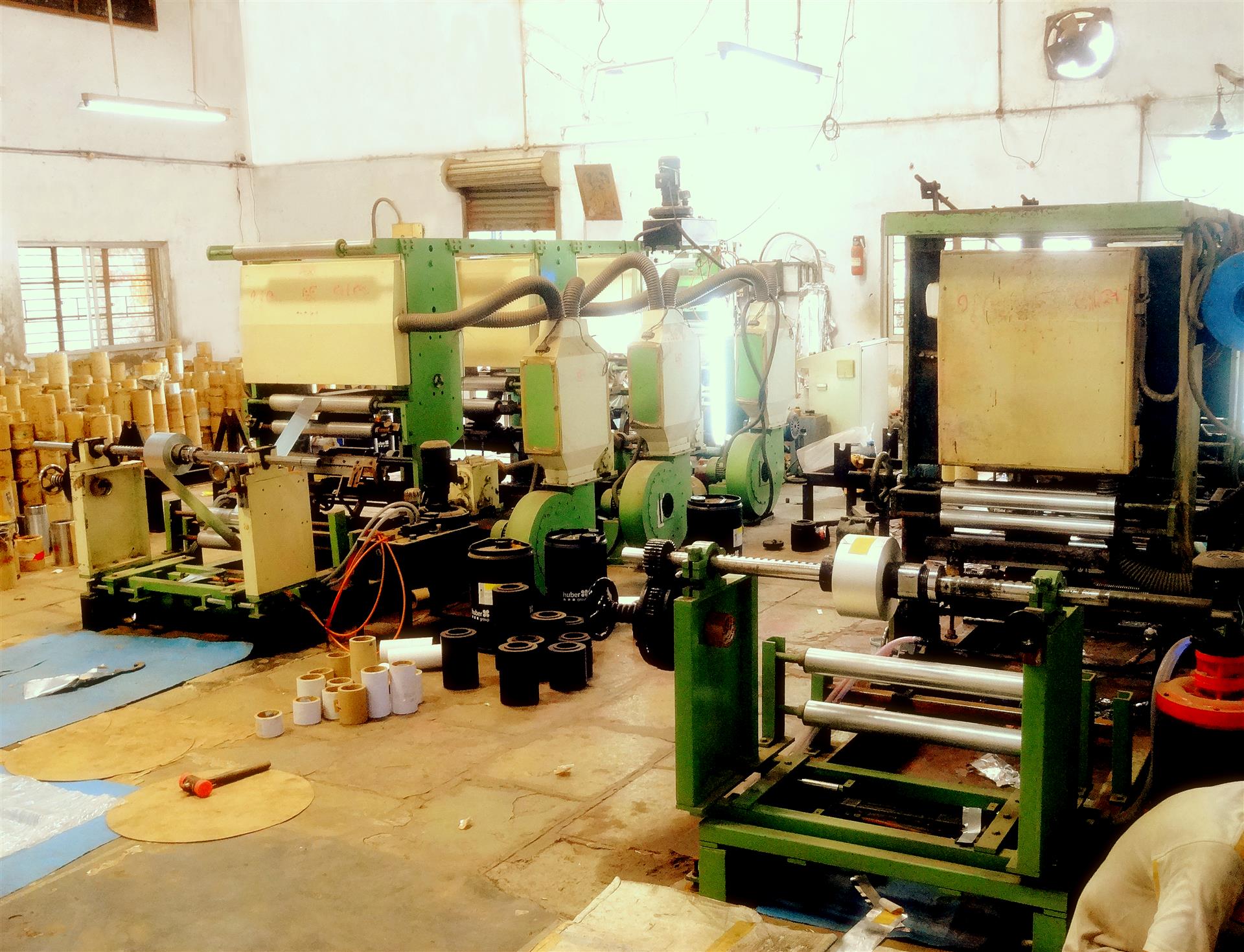 Image showing state-of-the-art foil printing machines housed inside the Industrial shed of Shree Krishna Enterprise